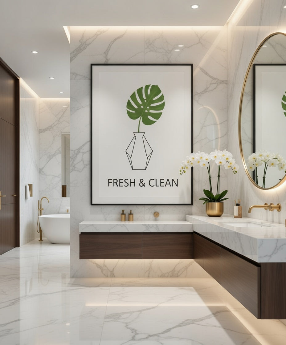 Safir Design Modern Banyo ve Spa Dekoru Siyah Çerçeveli Tablo