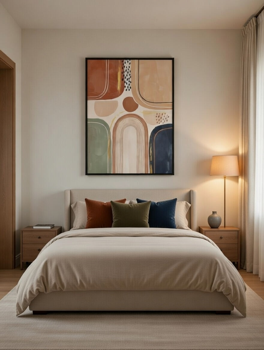 Safir Design Modern Soyut Geometrik Siyah Çerçeveli Tablo