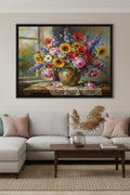 Safir Design Sanatsal Pencere Önü Çiçek Aranjman Çerçeveli Tablo