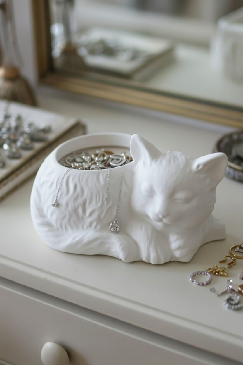 Safir Design Uyuyan Kedi Biblo ve Takı Organizer