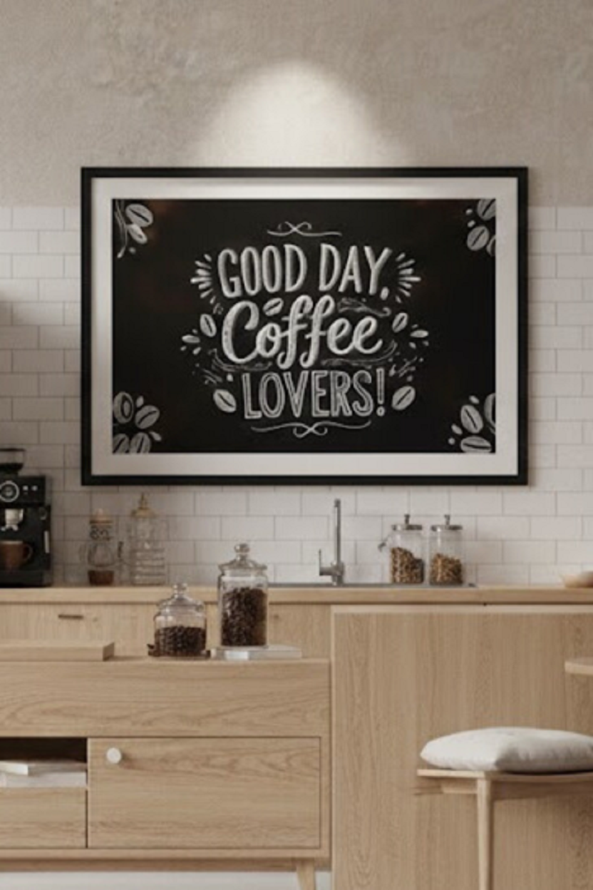 Safir Design Kahve Köşesi İçin Kahve Severlere Özel Çerçeveli Tablo
