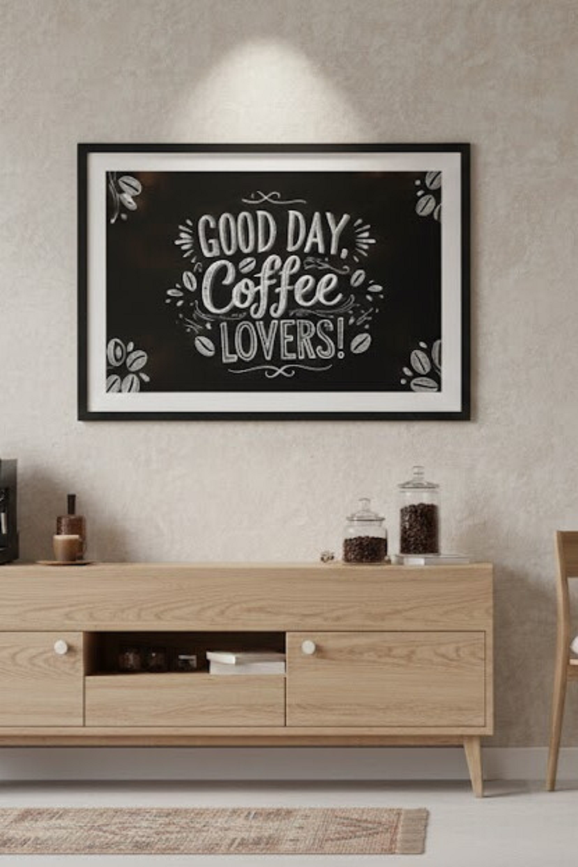 Safir Design Kahve Köşesi İçin Kahve Severlere Özel Çerçeveli Tablo