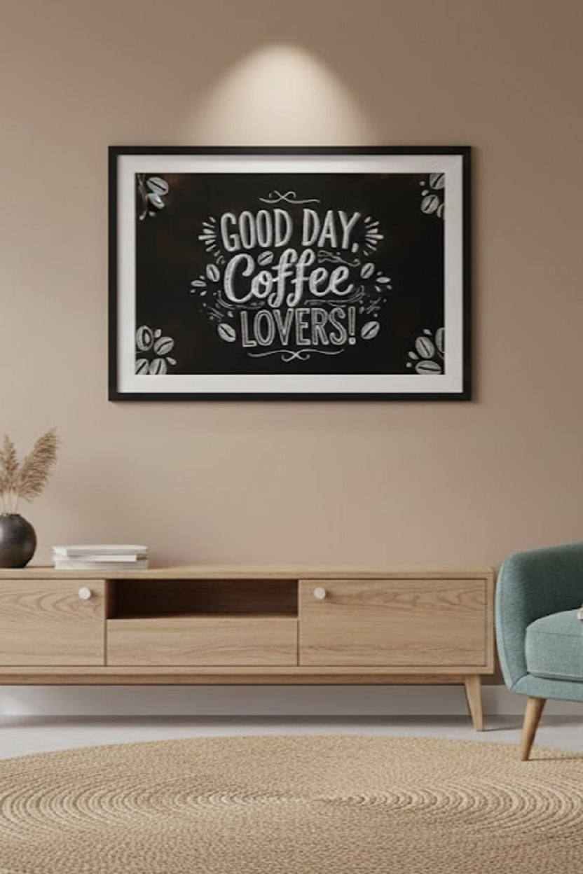 Safir Design Kahve Köşesi İçin Kahve Severlere Özel Çerçeveli Tablo
