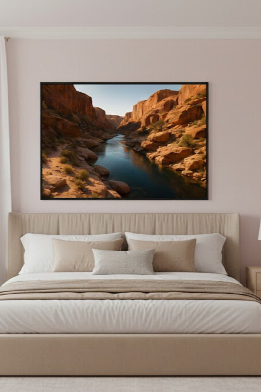 Safir Design Kanyon ve Nehir Manzaralı Çerçeveli Tablo
