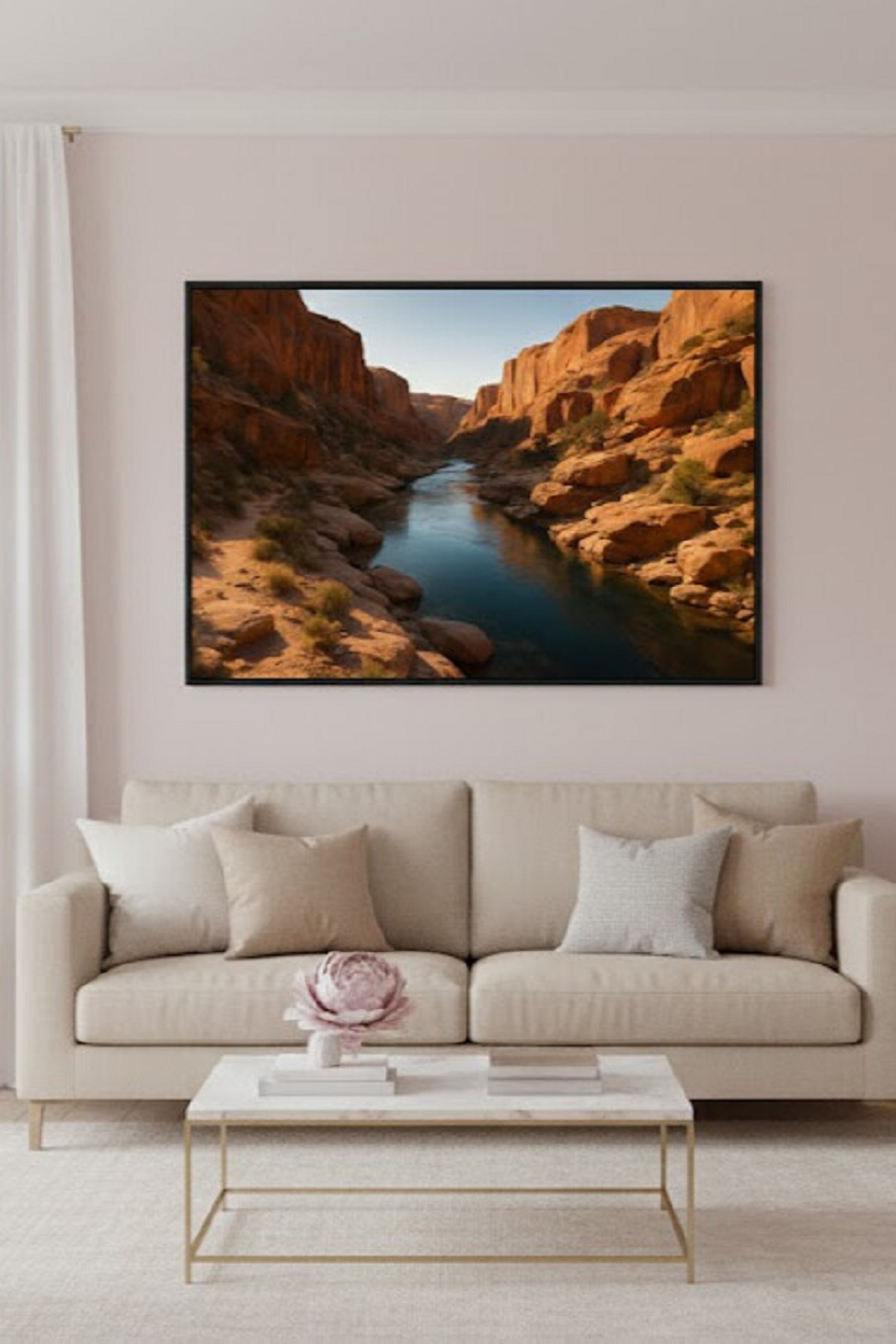 Safir Design Kanyon ve Nehir Manzaralı Çerçeveli Tablo