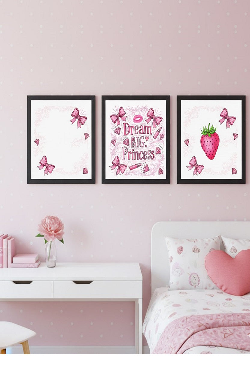 Safir Design Genç Kız Odası Dekoratif Çerçeveli Tablo Seti 3lü
