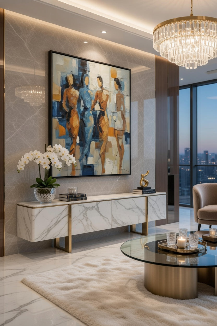 Safir Design Modern Soyut Kadın Silüetli Çerçeveli Tablo