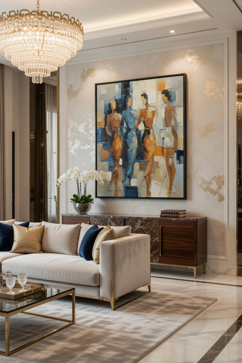 Safir Design Modern Soyut Kadın Silüetli Çerçeveli Tablo