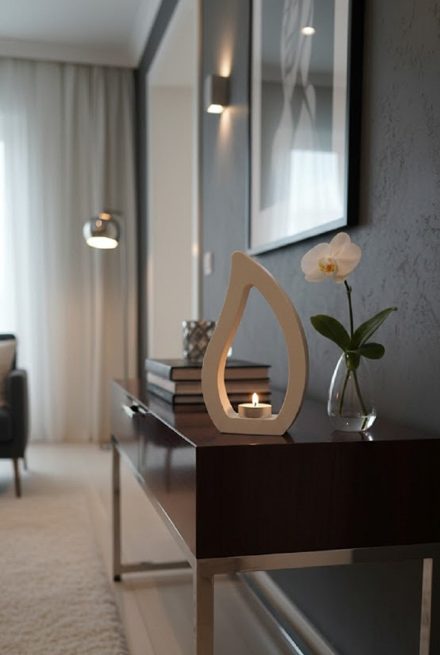 Safir Design Minimalist Damla Formlu Mumluk - Modern Ev Dekorasyonu Mum Bizden