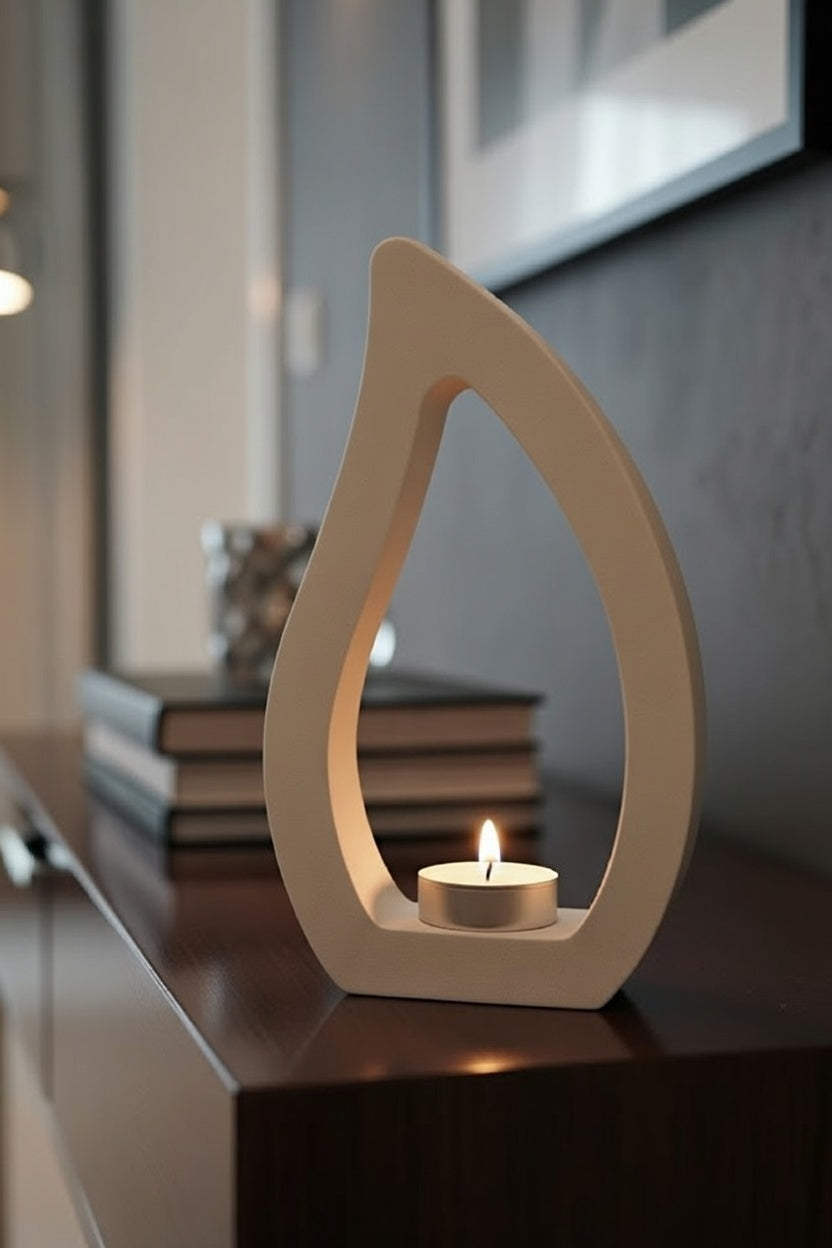 Safir Design Minimalist Damla Formlu Mumluk - Modern Ev Dekorasyonu Mum Bizden