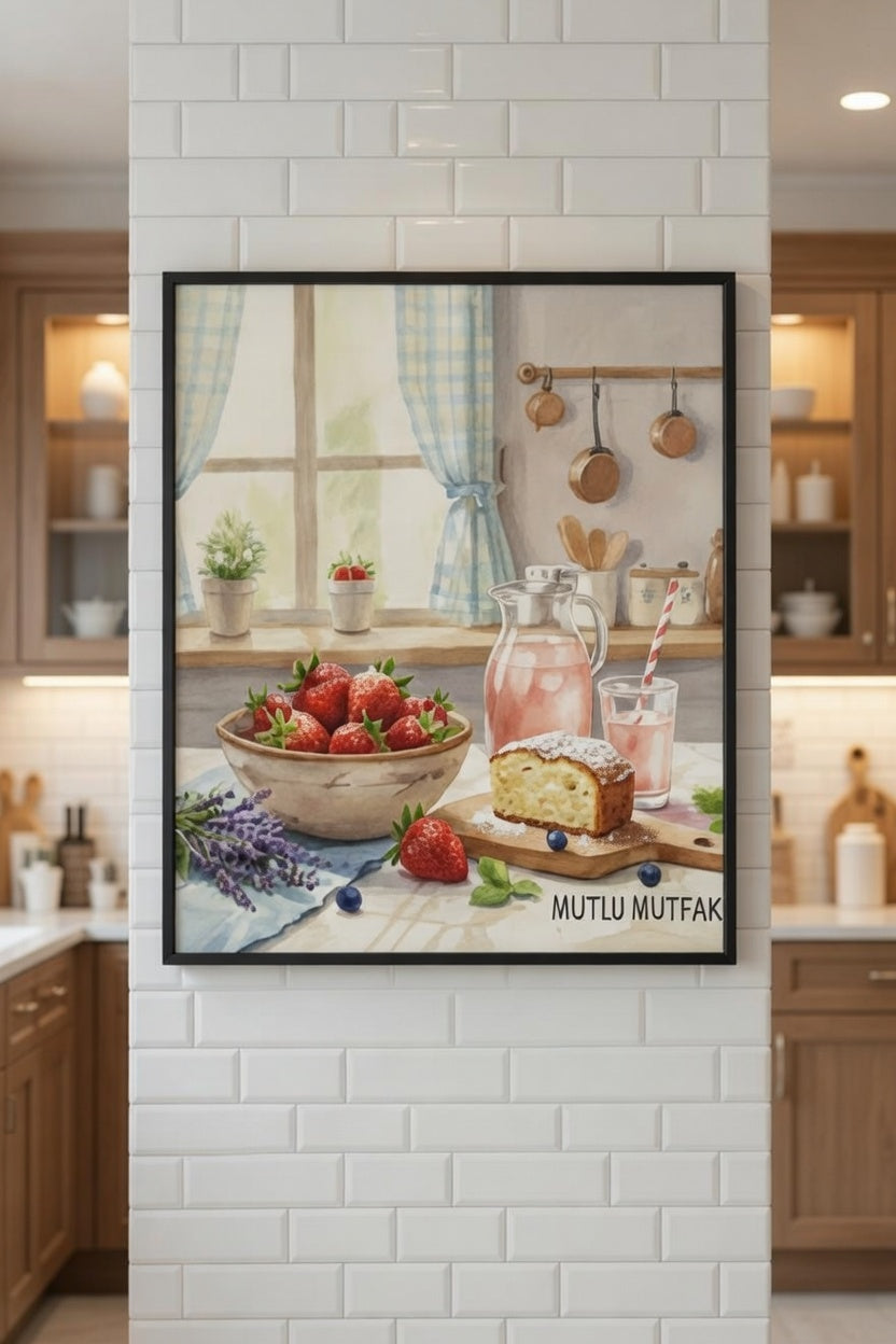 Safir Design Mutlu Mutfak Konseptli Nostaljik Çerçeveli Tablo