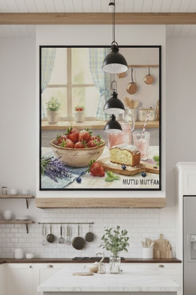 Safir Design Mutlu Mutfak Konseptli Nostaljik Çerçeveli Tablo