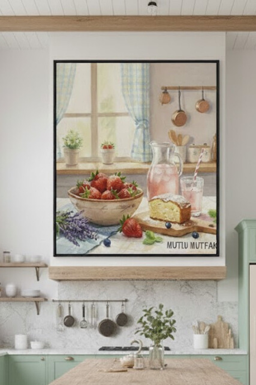 Safir Design Mutlu Mutfak Konseptli Nostaljik Çerçeveli Tablo