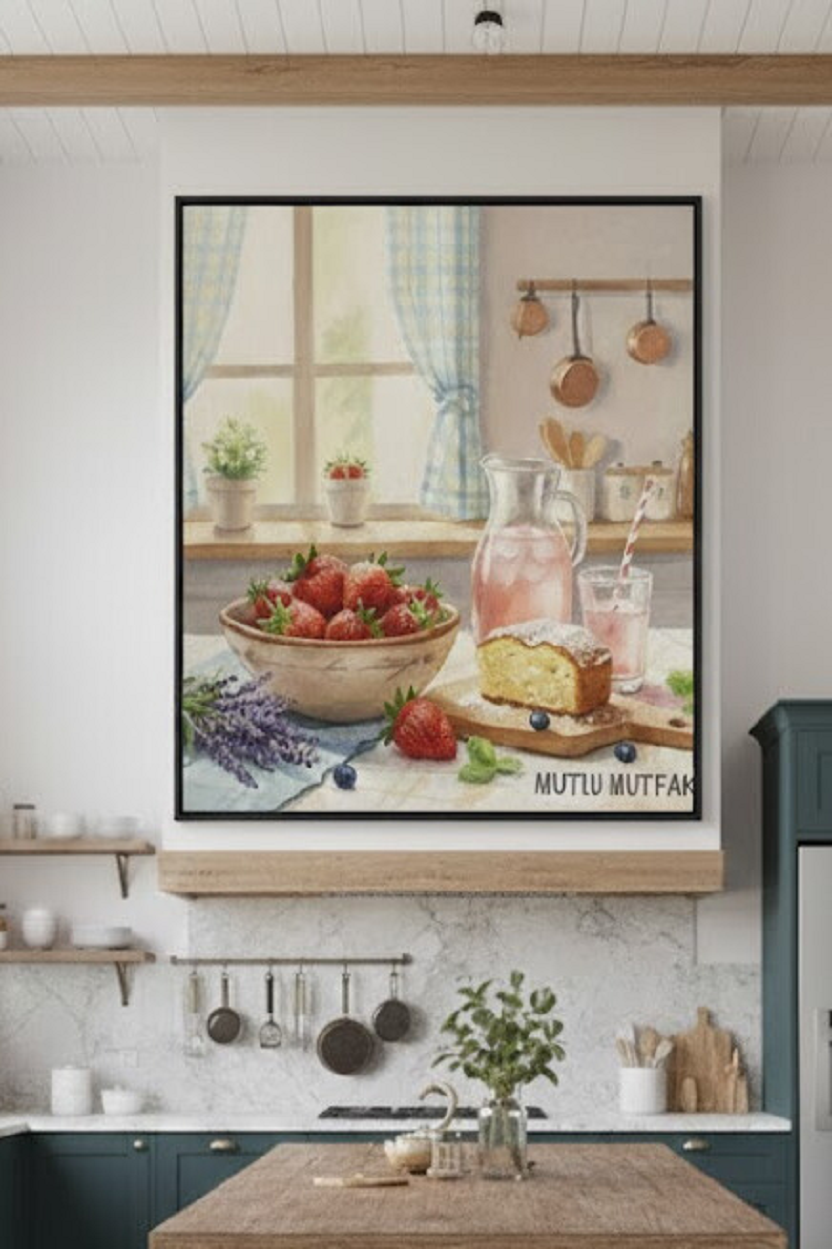 Safir Design Mutlu Mutfak Konseptli Nostaljik Çerçeveli Tablo