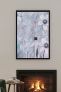 Safir Design Mor ve Beyaz Çiçek Çerçeveli Tablo