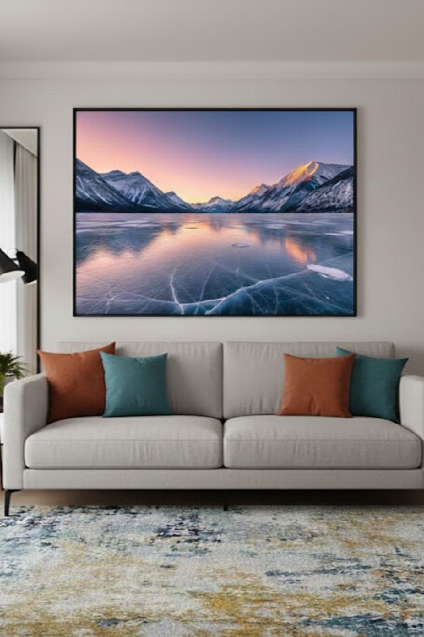 Safir Design Gün Batımı Dağ Manzaralı Modern Çerçeveli Tablo