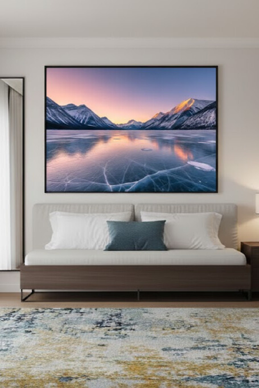 Safir Design Gün Batımı Dağ Manzaralı Modern Çerçeveli Tablo