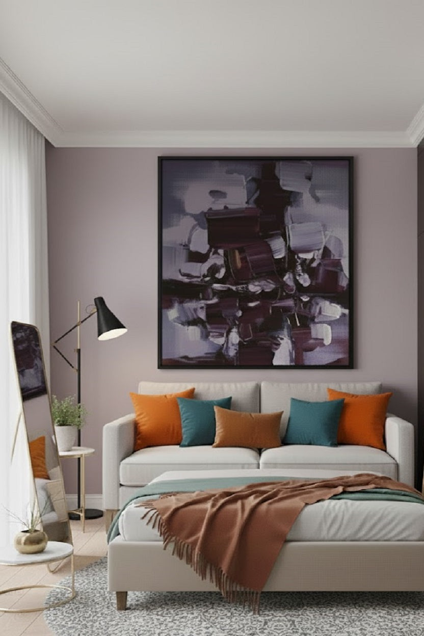Safir Design Mor ve Siyah Kompozisyonlu Çerçeveli Tablo