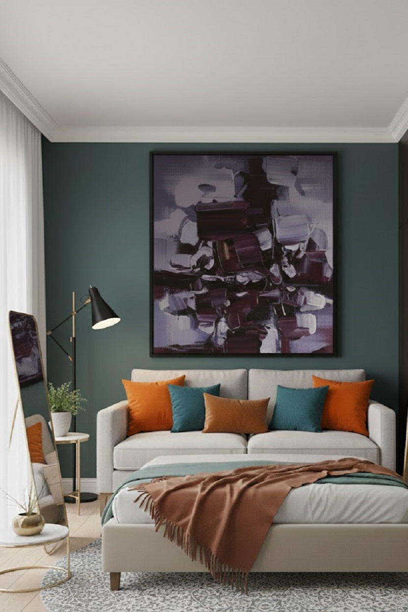 Safir Design Mor ve Siyah Kompozisyonlu Çerçeveli Tablo