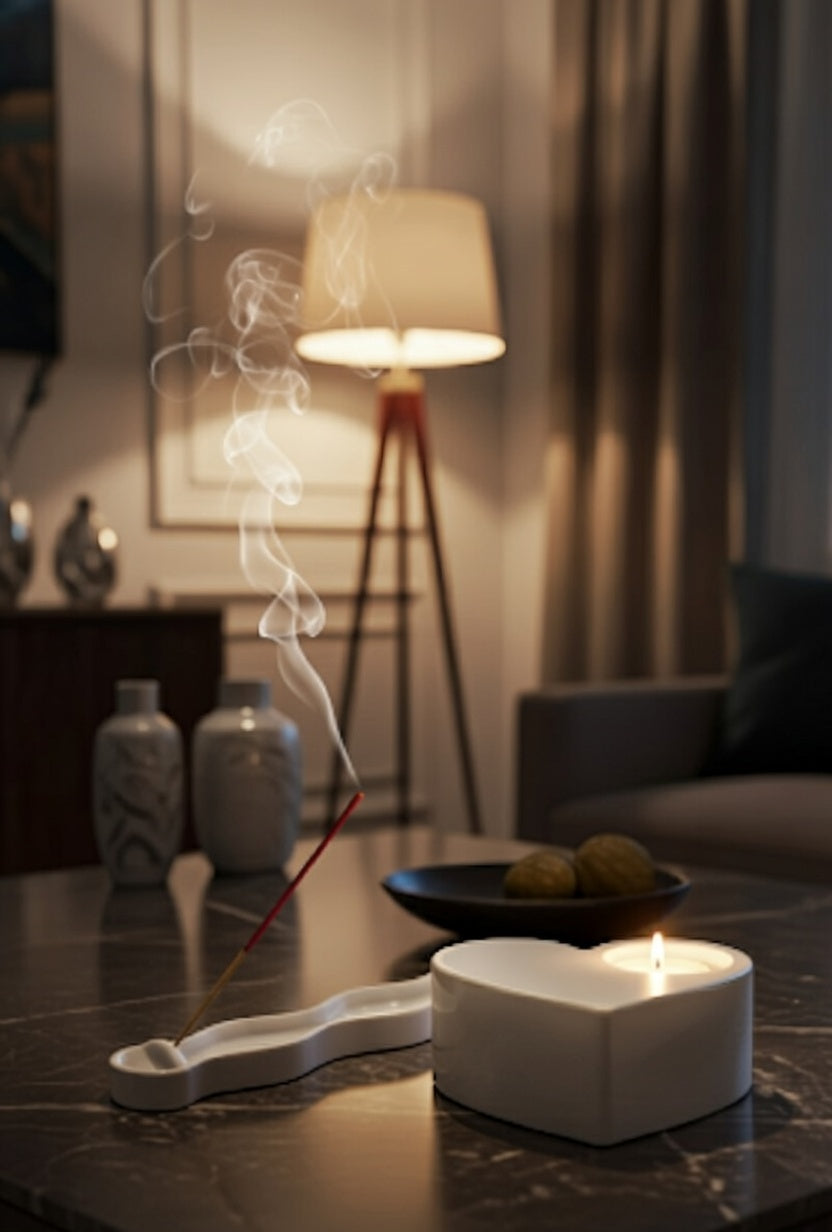 Safir Design Dekoratif 2'li  Mumluk ve Tütsülük Seti Tütsü Bizden