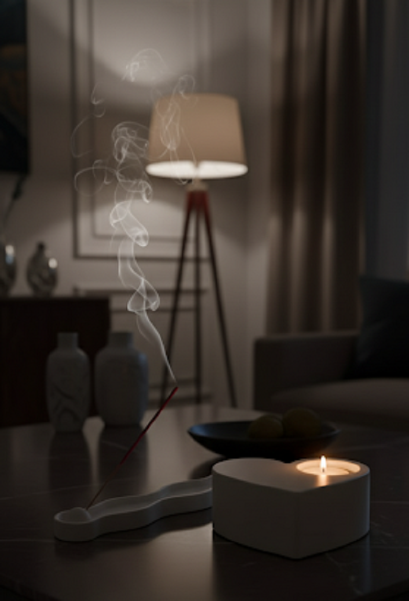 Safir Design Dekoratif 2'li  Mumluk ve Tütsülük Seti Tütsü Bizden