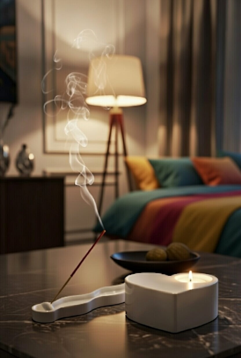 Safir Design Dekoratif 2'li  Mumluk ve Tütsülük Seti Tütsü Bizden