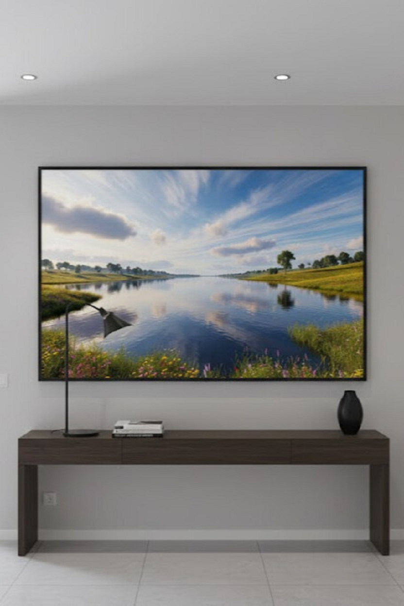 Safir Design Mavi Gökyüzü ve Nehir Yansımalı Estetik Çerçeveli Tablo