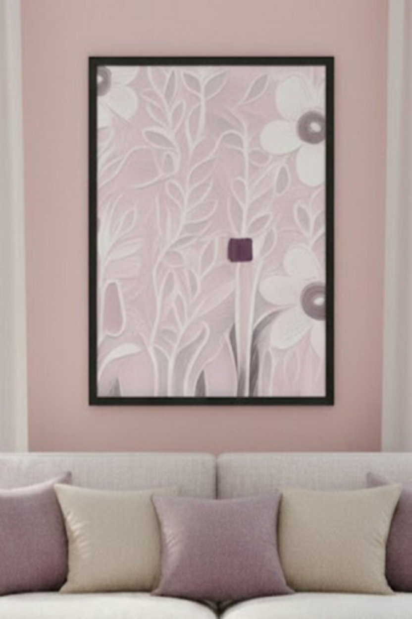 Safir Design Pastel Pembe Çiçek Çerçeveli Tablo