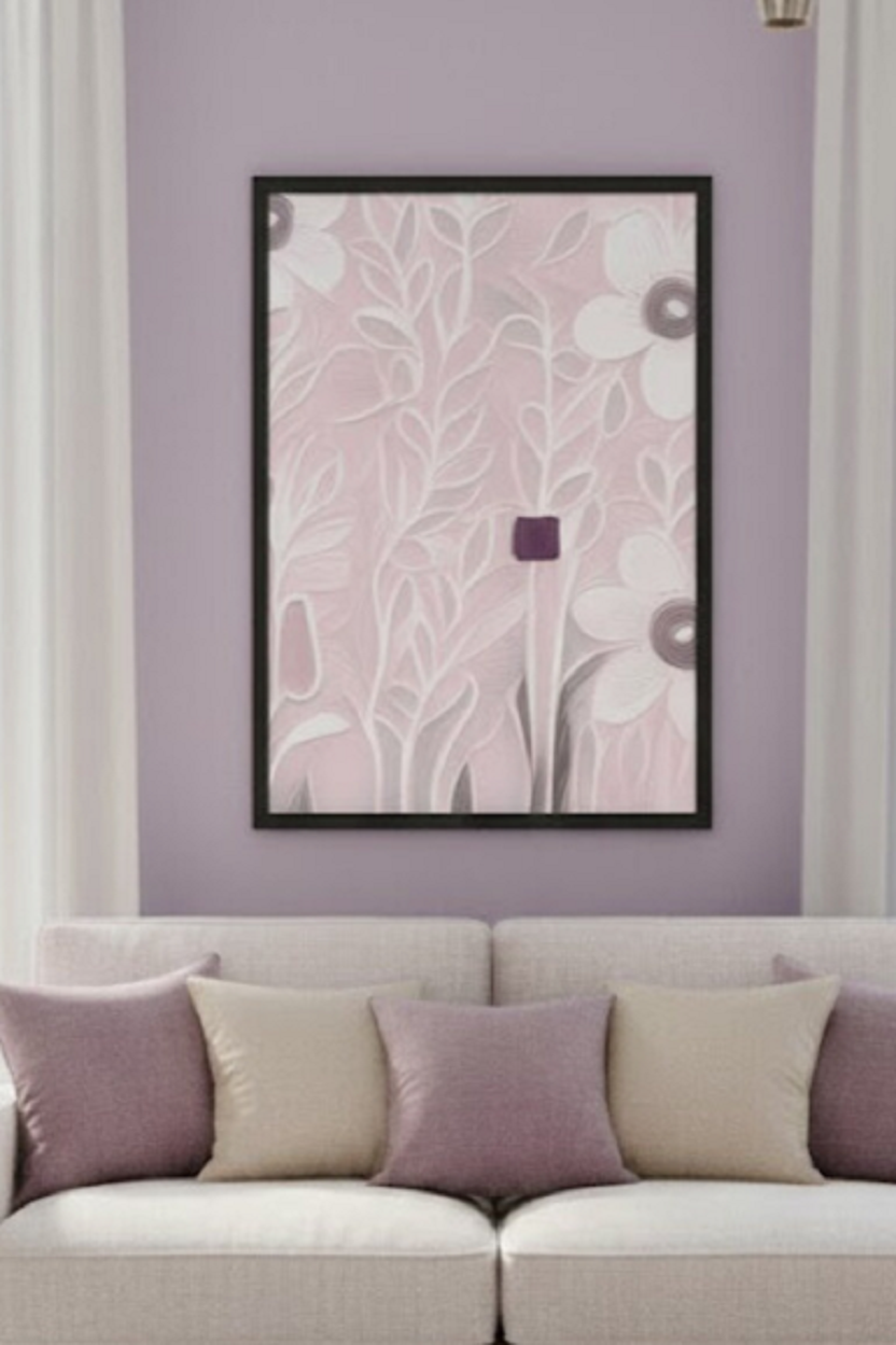 Safir Design Pastel Pembe Çiçek Çerçeveli Tablo