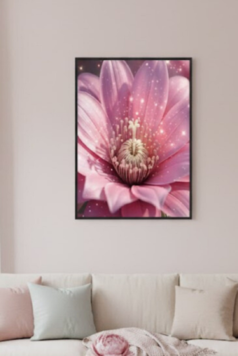 Safir Design Pembe Lotus Çiçeği Çerçeveli Tablo