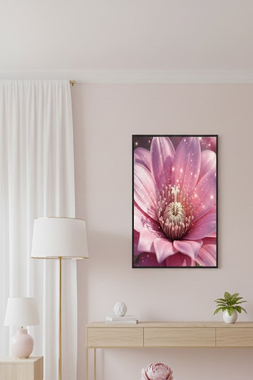 Safir Design Pembe Lotus Çiçeği Çerçeveli Tablo