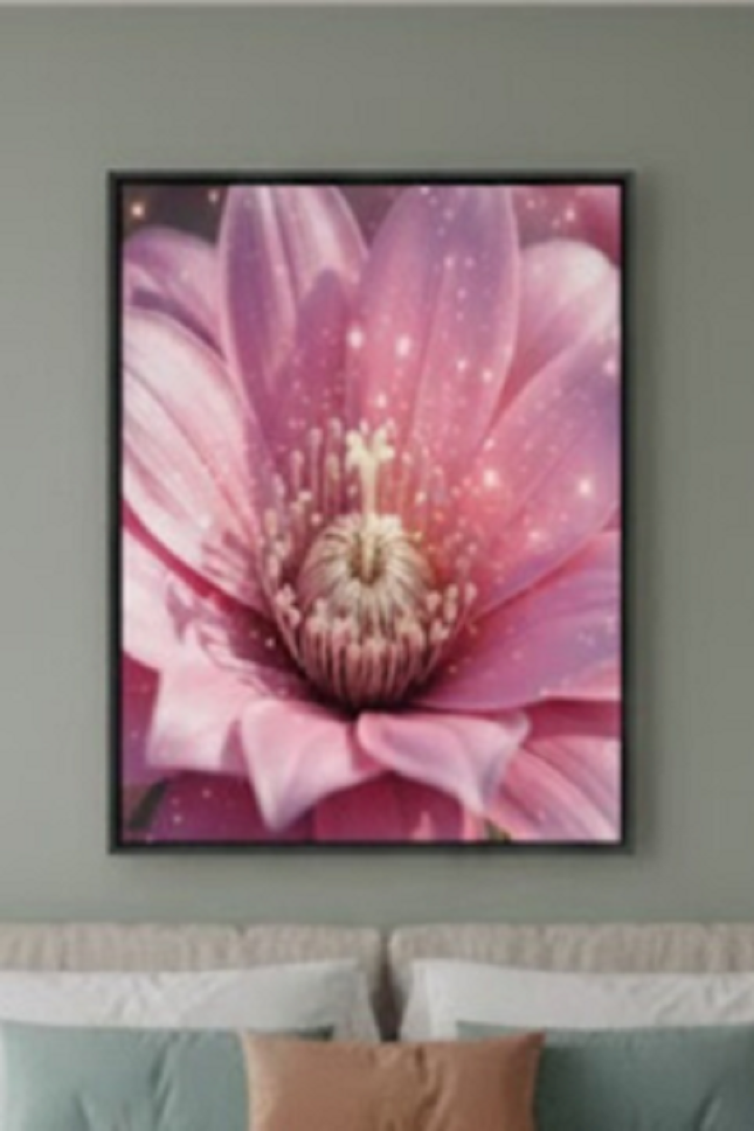 Safir Design Pembe Lotus Çiçeği Çerçeveli Tablo