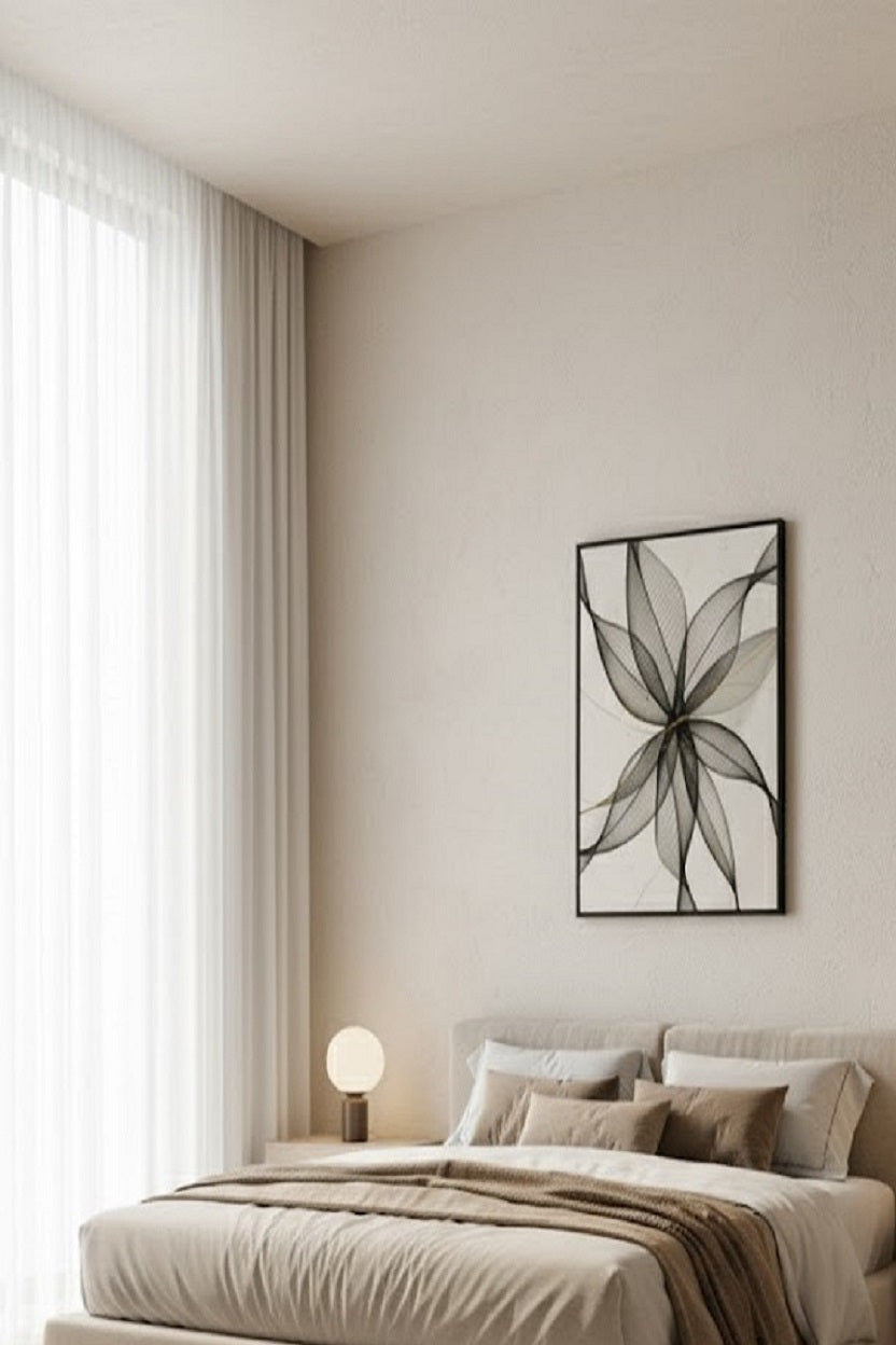 Modern Line Art Soyut Çiçek Çerçeveli Tablosu