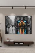 Safir Design Paris Sokakları ve Gece Işıkları Şık Çerçeveli Tablo