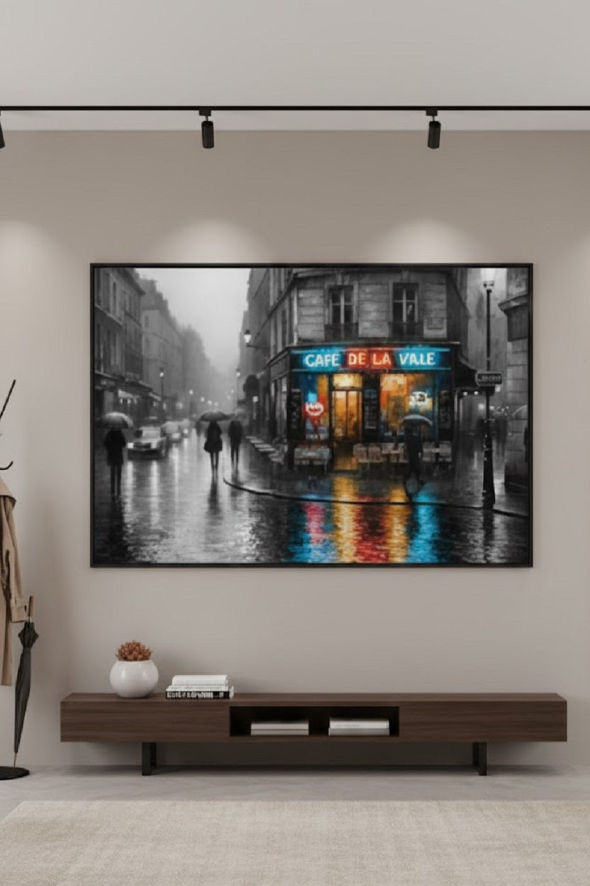 Safir Design Paris Sokakları ve Gece Işıkları Şık Çerçeveli Tablo