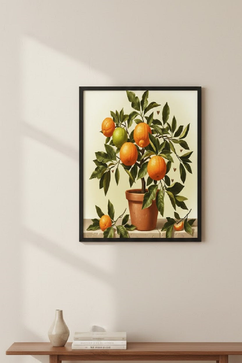 Safir Design Saksıda Portakal Tasarımlı Şık Çerçeveli Tablo