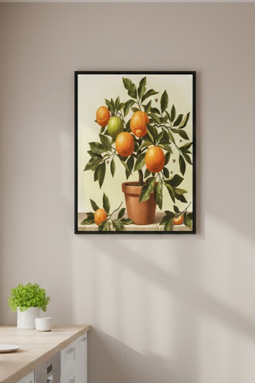 Safir Design Saksıda Portakal Tasarımlı Şık Çerçeveli Tablo