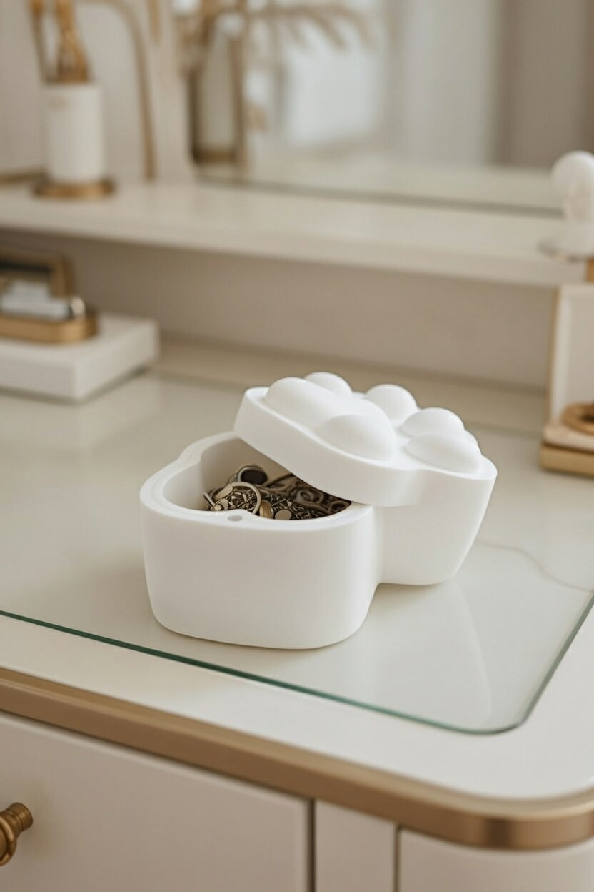 Safir Design  Pati Kabartmalı Takı Kutusu - Kapaklı Minimalist Aksesuar Kutusu