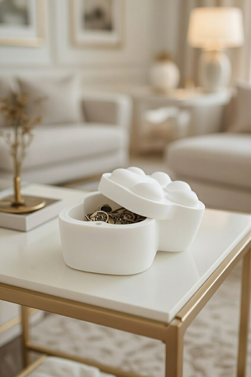 Safir Design  Pati Kabartmalı Takı Kutusu - Kapaklı Minimalist Aksesuar Kutusu