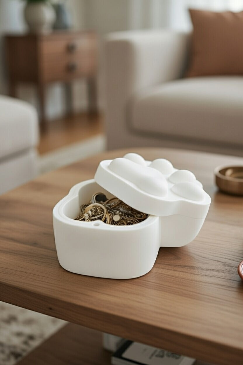 Safir Design  Pati Kabartmalı Takı Kutusu - Kapaklı Minimalist Aksesuar Kutusu