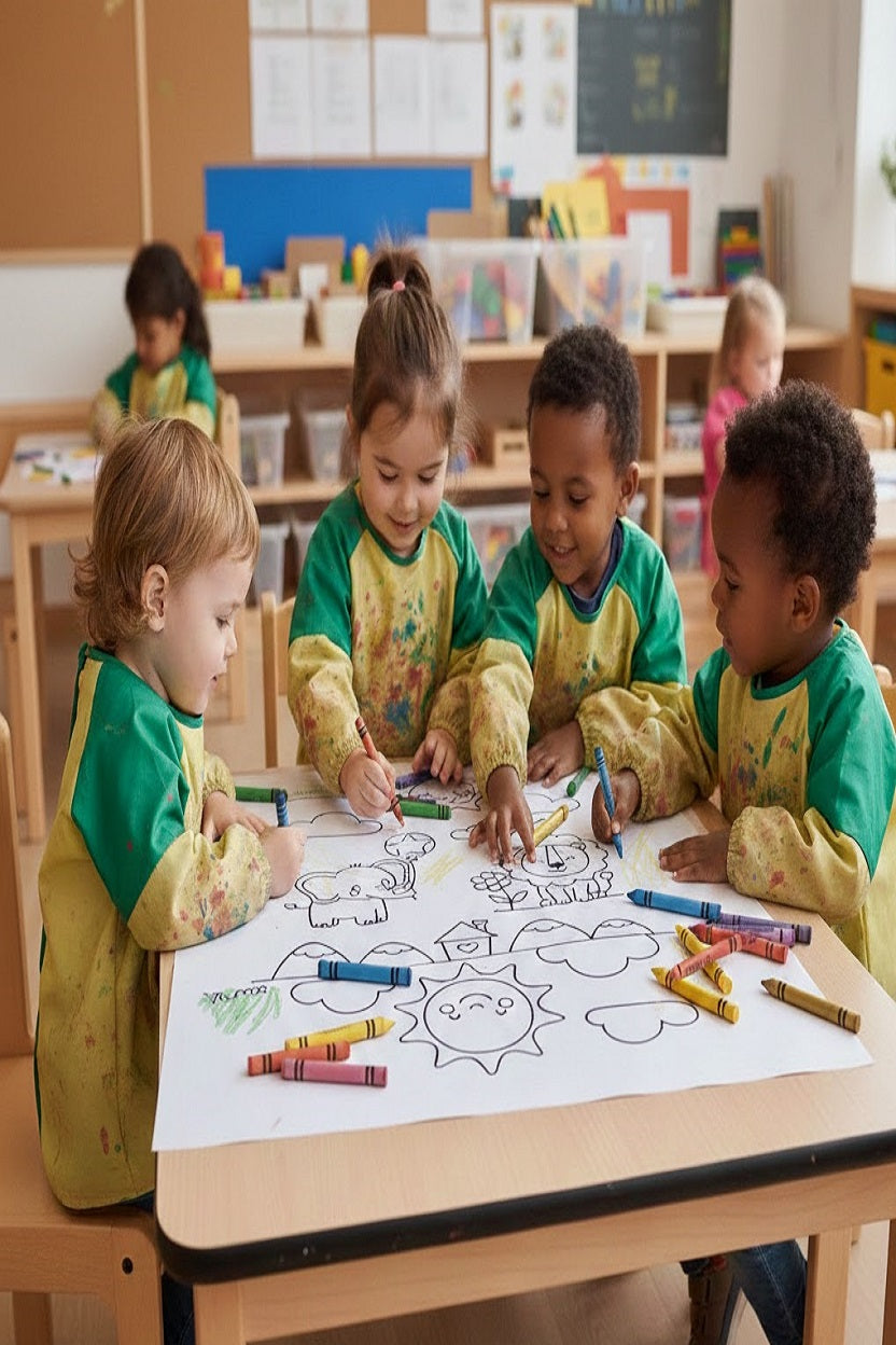 Safir Design Okul Öncesi Dev Boyama Rulosu 8’li Set Hayvanlar ve Doğa Temalı