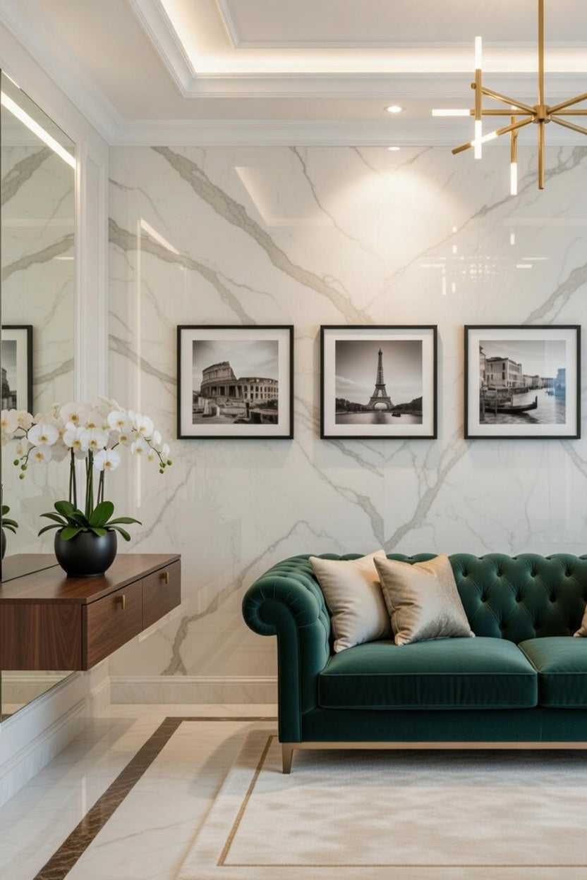 Safir Design Dünya Şehirleri 3’lü Siyah Beyaz Çerçeveli Tablo