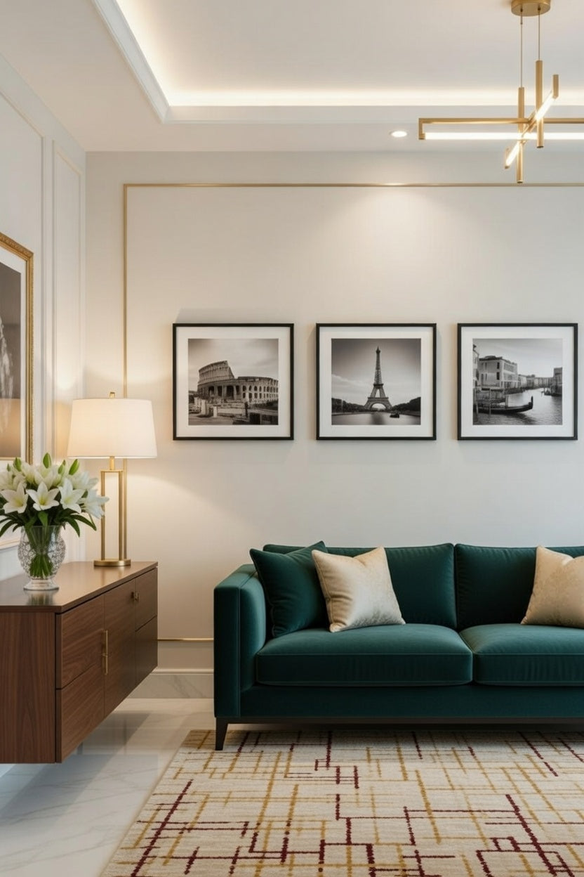 Safir Design Dünya Şehirleri 3’lü Siyah Beyaz Çerçeveli Tablo