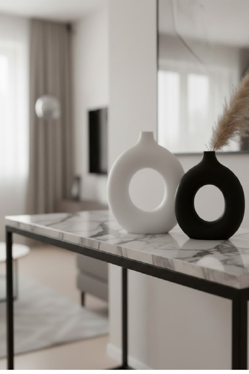 Safir Design Modern Donut Tasarım Vazo Seti 2li- Büyük & Orta Boy Pampas Bizden