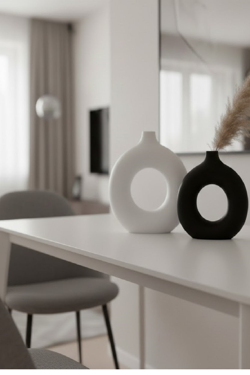Safir Design Modern Donut Tasarım Vazo Seti 2li- Büyük & Orta Boy Pampas Bizden