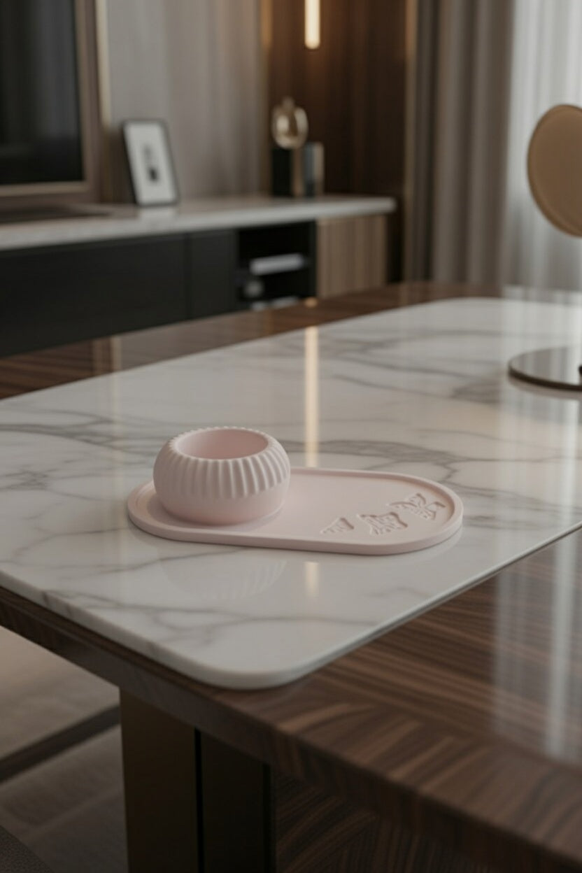 Safir Design Kelebekli Dekoratif Tepsi ve Kase Seti - Modern Takı ve Aksesuar Düzenleyici