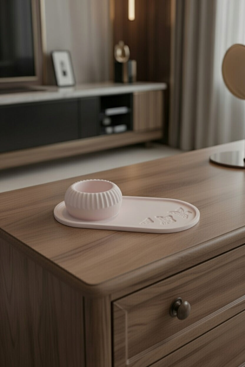Safir Design Kelebekli Dekoratif Tepsi ve Kase Seti - Modern Takı ve Aksesuar Düzenleyici