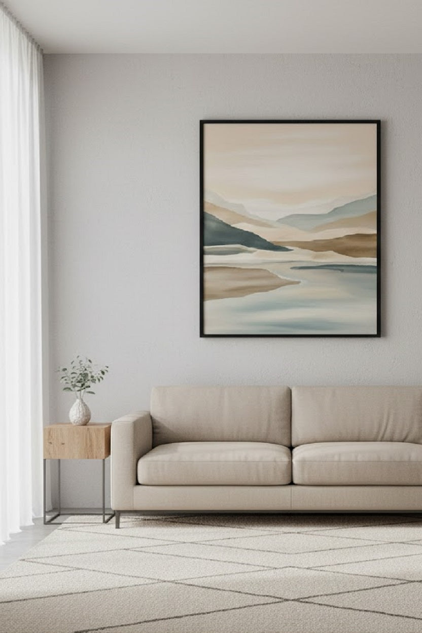 Safir Design Modern Soyut Vadi ve Deniz Temalı Çerçeveli Tablo