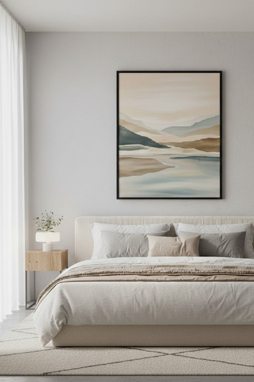 Safir Design Modern Soyut Vadi ve Deniz Temalı Çerçeveli Tablo