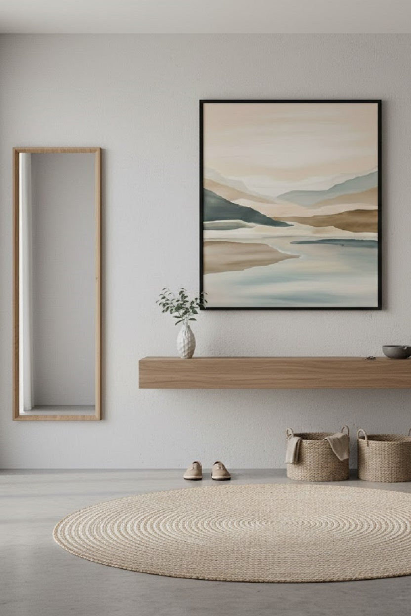 Safir Design Modern Soyut Vadi ve Deniz Temalı Çerçeveli Tablo